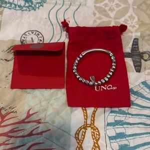 UNO de 50 Silver Beaded Stretch Bracelet with Signature Charm